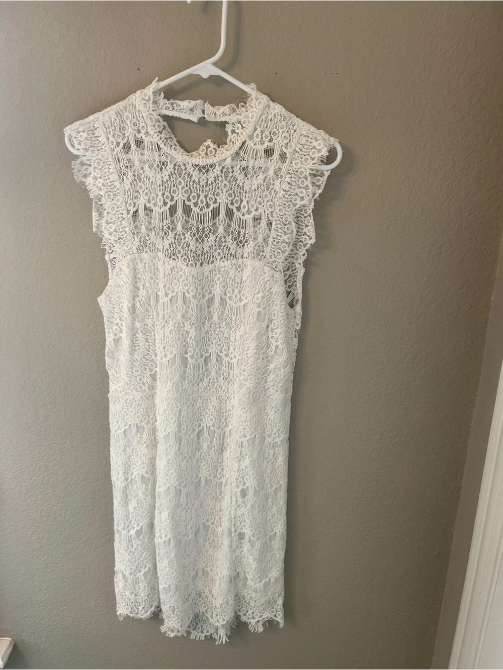 Intimately by Free People White Lace High-Neck Mini Dress- small